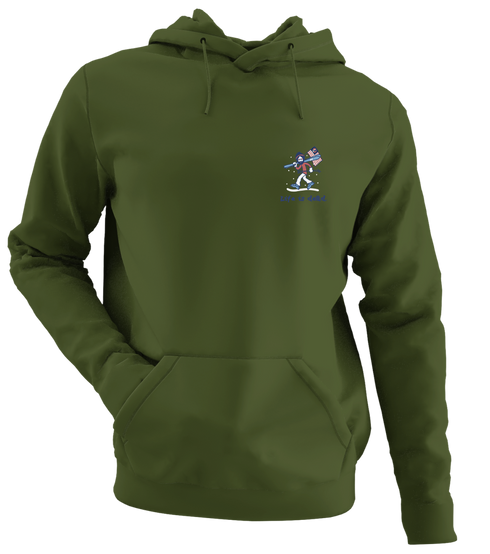 Skier Jerry - Life is dead.® - Premium Grateful Dead Left Chest Hoodie - Military Green