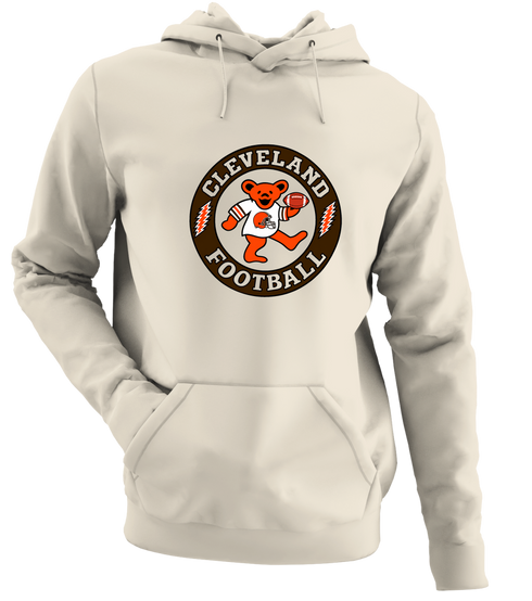 Cleveland Football Dancing Bear - Premium Grateful Dead Hoodie - Sand