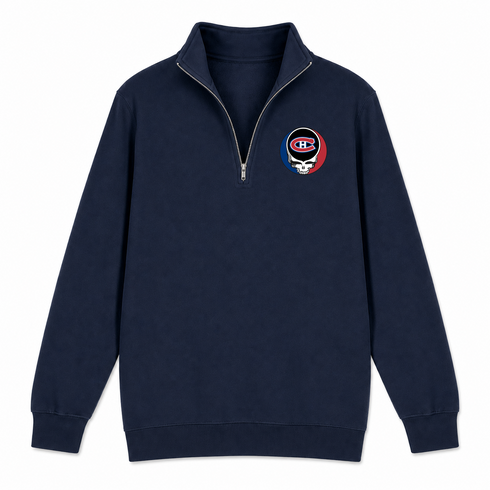 Montreal Canadiens - Premium Grateful Dead Quarter-Zip Pullover - Navy - 4