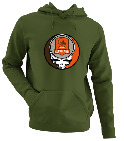 Cleveland Football - Premium Grateful Dead Hoodie - Military Green - 7