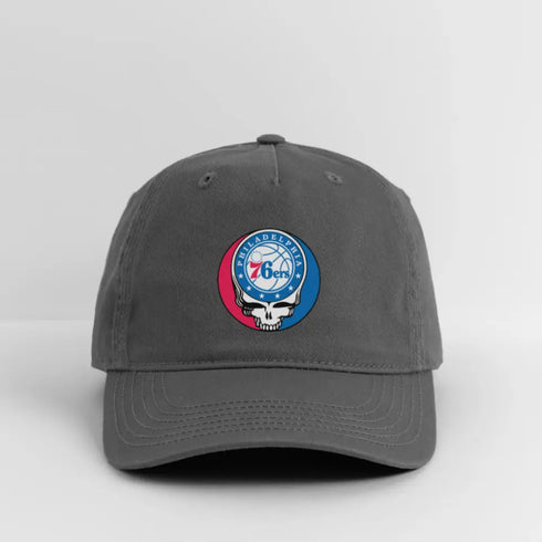 Philadelphia 76ers Grateful Dead Stealie Dad Hat - charcoal