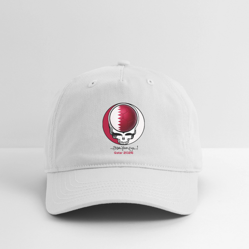2026 Qatar World Cup Grateful Dead Stealie Dad Hat - white