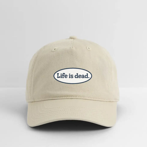 Life is dead. Signature Oval Blue Grateful Dead Stealie Dad Hat - khaki