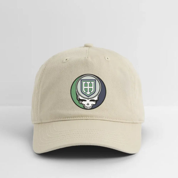 Custom School Grateful Dead Stealie Dad Hat - khaki