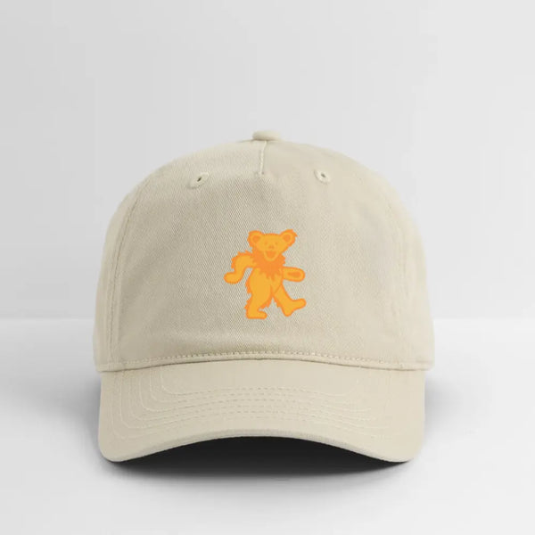 Orange Dancing Bear Grateful Dead Stealie Dad Hat - khaki