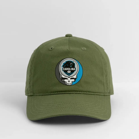 Carolina Panthers Grateful Dead Stealie Dad Hat - olive green