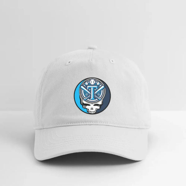 Custom Baseball Team Logo Grateful Dead Stealie Dad Hat - white