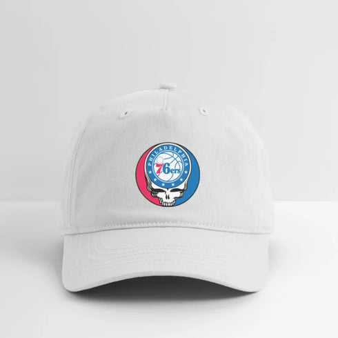 Philadelphia 76ers Grateful Dead Stealie Dad Hat - white