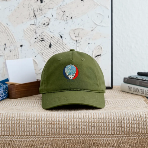 Ride Tahoe Trail Map Stealie Grateful Dead Dad Hat - olive green