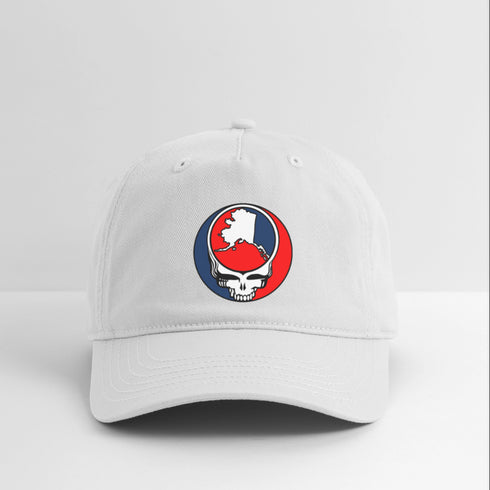 Alaska Map Stealie Grateful Dead Dad Hat - white