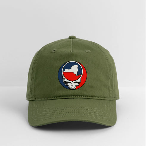 New York Map Stealie Grateful Dead Dad Hat - olive green