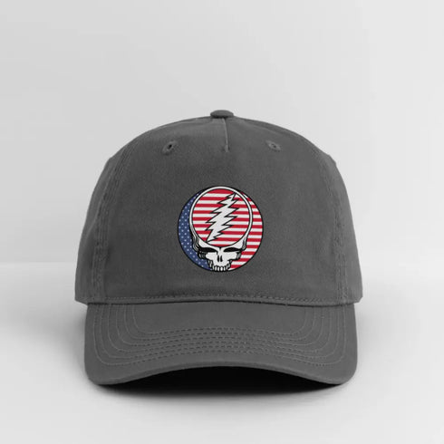 Stars and Stripes Stealie Grateful Dead Stealie Dad Hat - charcoal