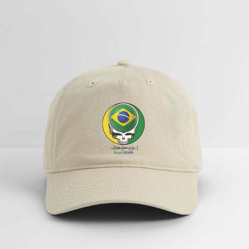 2026 Brazil World Cup Grateful Dead Stealie Dad Hat - khaki