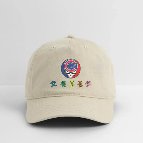 Chicago Cubs Dancing Bears Grateful Dead Stealie Dad Hat - khaki