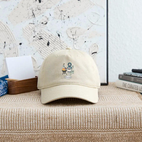 Life is dead. Jerry's Grillin' Grateful Dead Stealie Dad Hat - khaki