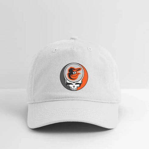 Baltimore Orioles Grateful Dead Stealie Dad Hat - white