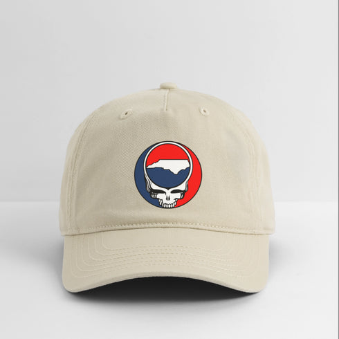 North Carolina Map Stealie Grateful Dead Dad Hat - khaki