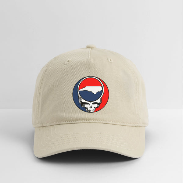 North Carolina Map Stealie Grateful Dead Dad Hat - khaki