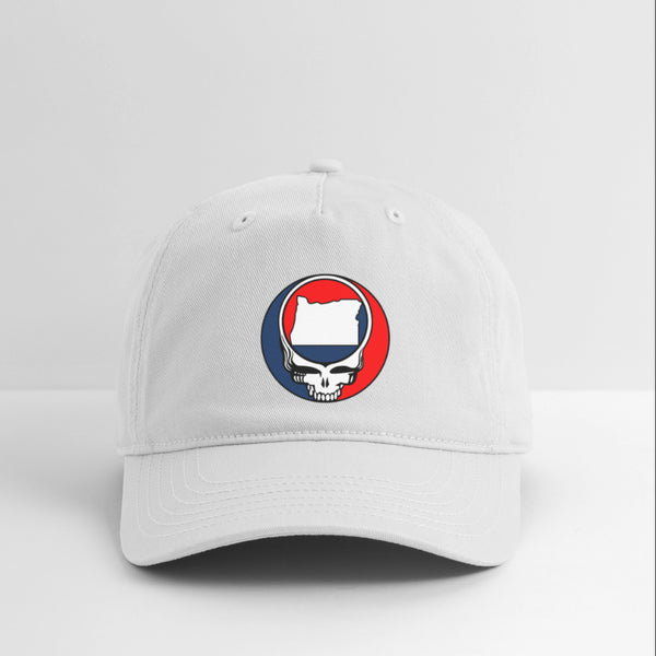 Oregon Map Stealie Grateful Dead Dad Hat - white