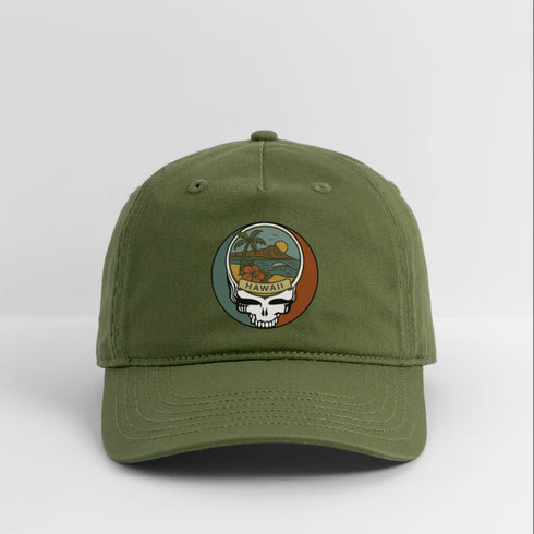 Hawaii Stealie Grateful Dead Dad Hat - olive green