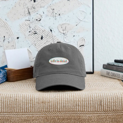Life is dead. Signature Oval TieDye Stealie Grateful Dead Stealie Dad Hat - charcoal