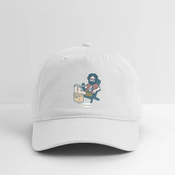 Life is dead. Jerry's Chillin' Grateful Dead Stealie Dad Hat - white