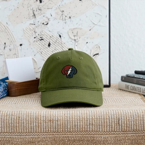 Stealie Pup Stealie Grateful Dead Dad Hat - olive green