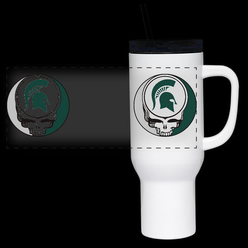 Michigan State University Stealie "Fat Man" Tumbler, Double Insulated 40oz Travel Mug - white