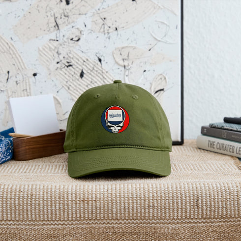 Wyoming Map Stealie Grateful Dead Dad Hat - olive green
