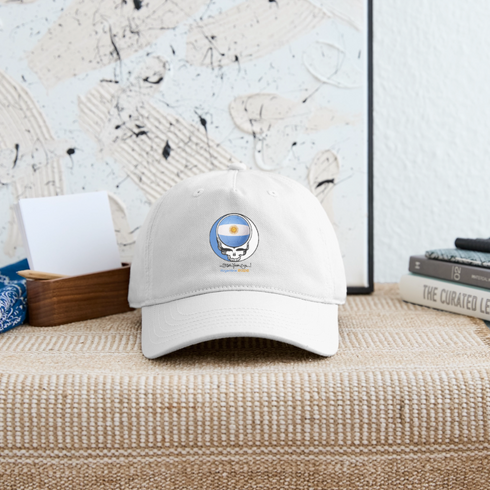 2026 Argentina World Cup Grateful Dead Stealie Dad Hat - white
