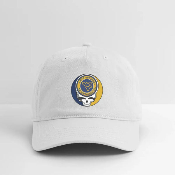 West Virginia Grateful Dead Stealie Dad Hat - white