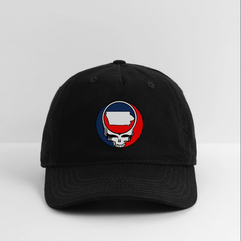 Iowa Map Stealie Grateful Dead Dad Hat - black