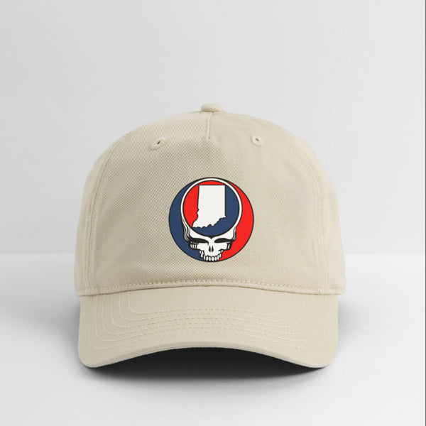 Indiana Map Stealie Grateful Dead Dad Hat - khaki