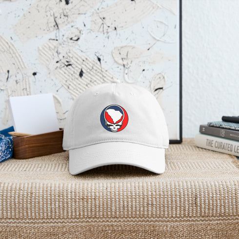 South Carolina Map Stealie Grateful Dead Dad Hat - white