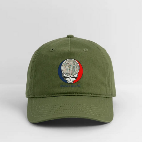 Jackson Hole Trail Map Stealie Grateful Dead Dad Hat - olive green