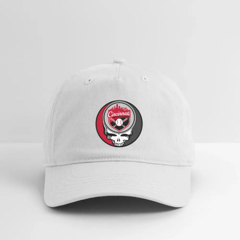 Cincinnati Reds Grateful Dead Stealie Dad Hat - white