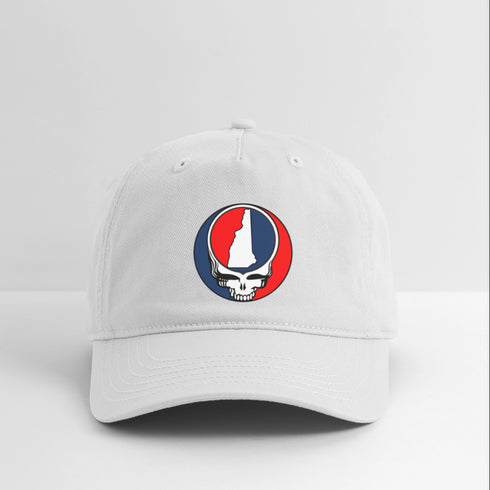 New Hampshire Map Stealie Grateful Dead Dad Hat - white