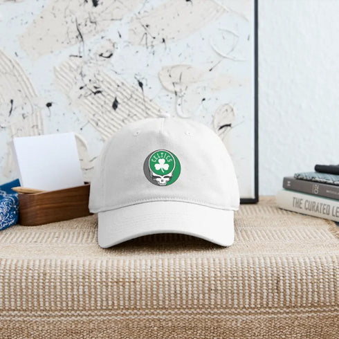 Boston Celtics Grateful Dead Stealie Dad Hat - white