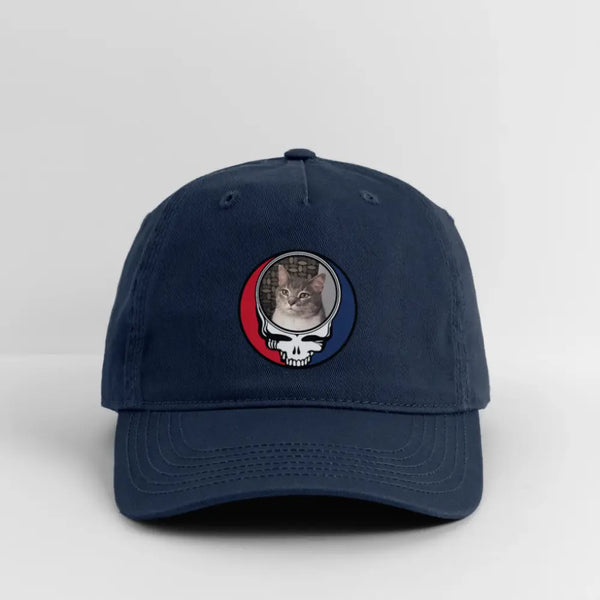 Custom Kitty Stealie Grateful Dead Stealie Dad Hat - navy