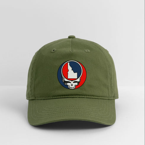 Idaho Map Stealie Grateful Dead Dad Hat - olive green