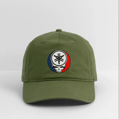 Yamaha Tuning Fork Stealie Grateful Dead Dad Hat - olive green