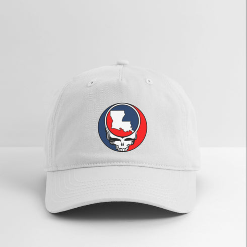 Louisiana Map Stealie Grateful Dead Dad Hat - white