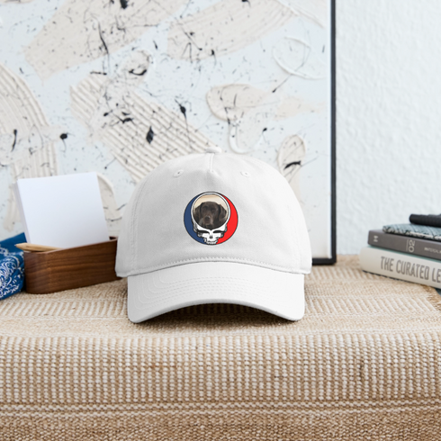 Custom Dog Stealie Grateful Dead Dad Hat (74) - white