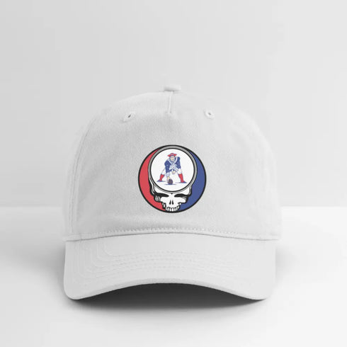 Retro Pat Patriot New England Patriots Grateful Dead Stealie Dad Hat - white