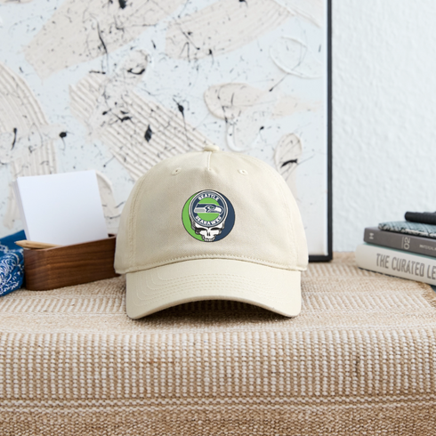 Seattle Seahawks Grateful Dead Stealie Dad Hat - khaki