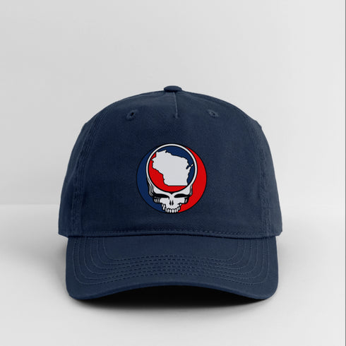 Wisconsin Map Stealie Grateful Dead Dad Hat - navy