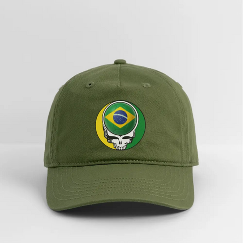 2026 Brazil World Cup Grateful Dead Stealie Dad Hat - olive green