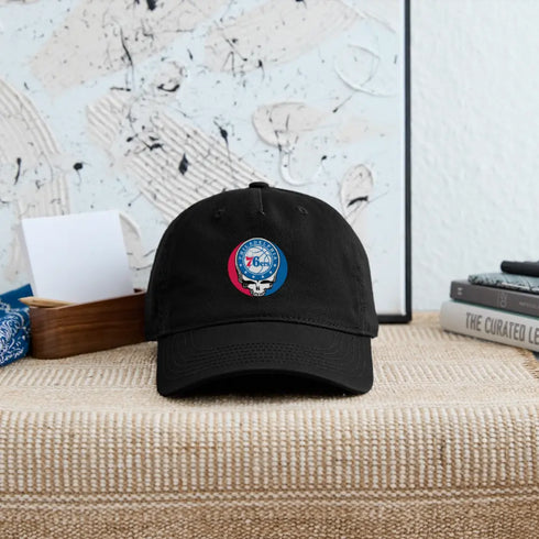 Philadelphia 76ers Grateful Dead Stealie Dad Hat - black