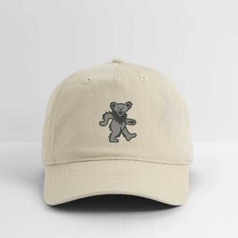Grey Dancing Bear Grateful Dead Stealie Dad Hat - khaki