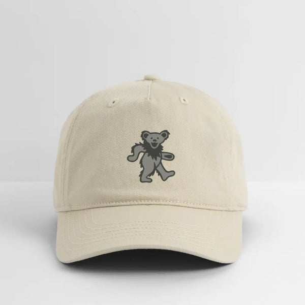 Grey Dancing Bear Grateful Dead Stealie Dad Hat - khaki